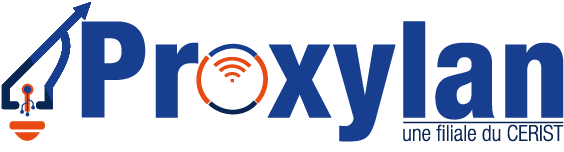Proxylan logo in blue with orange WiFi and key symbols showing affiliation with CERIST research center for network solutions